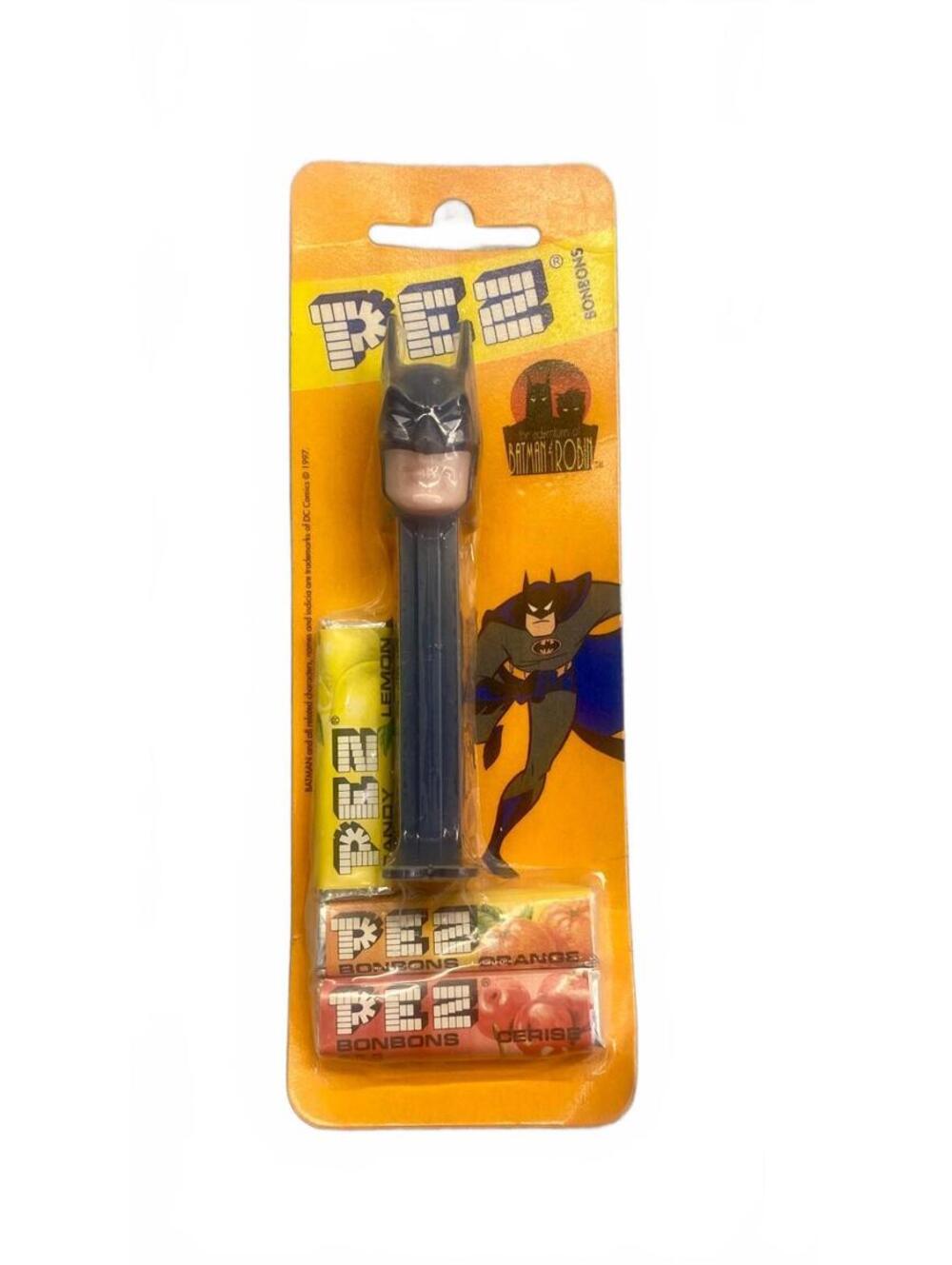 Vintage Batman Bonbons Pez Dispenser 1997 Navy Blue Hood & Stem New In Pack Rare